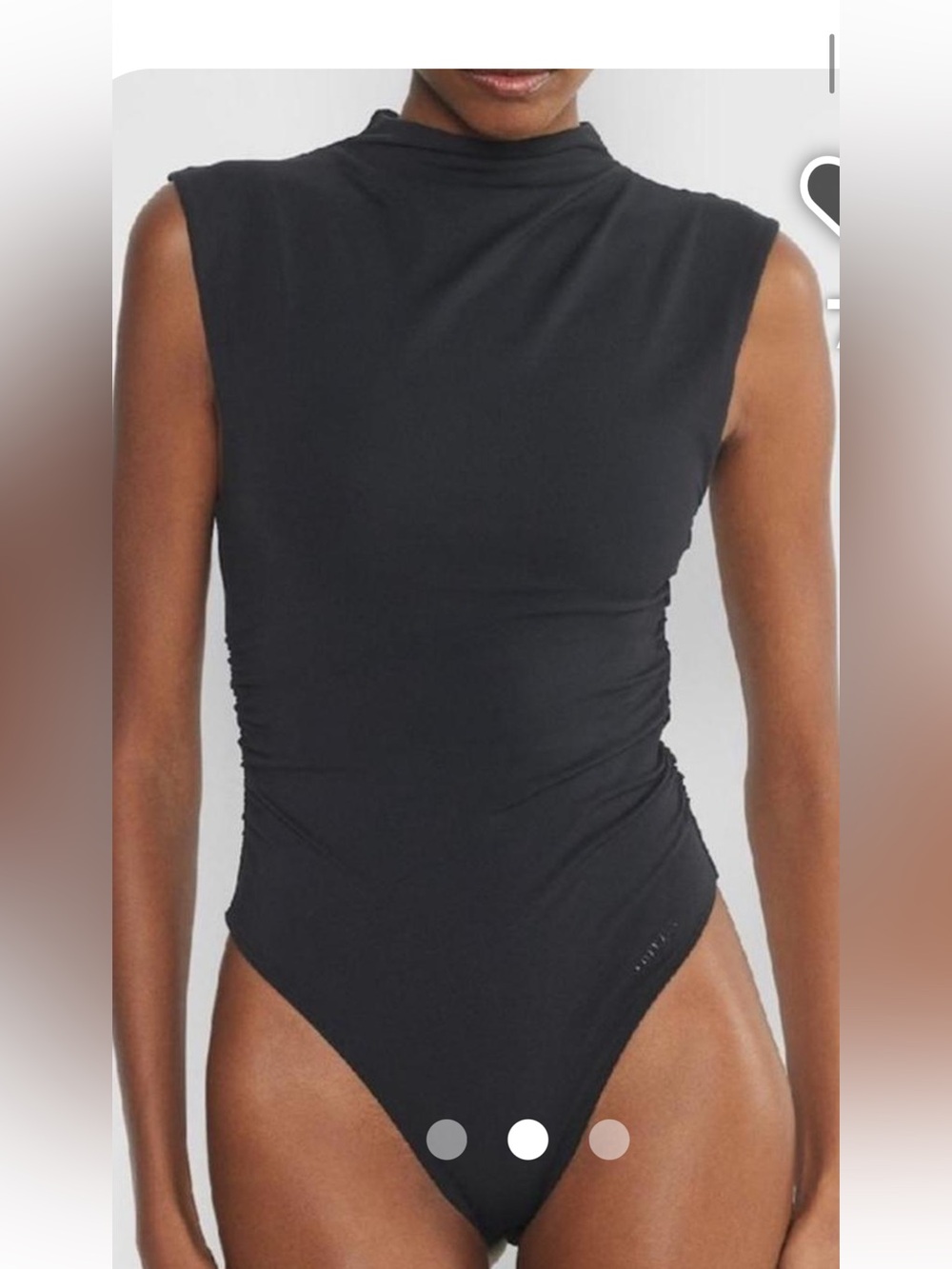 Aritzia Black Sleeveless Ruched Bodysuit